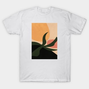 Abstract Shapes, Boho Modern Plant, Earth Tones T-Shirt